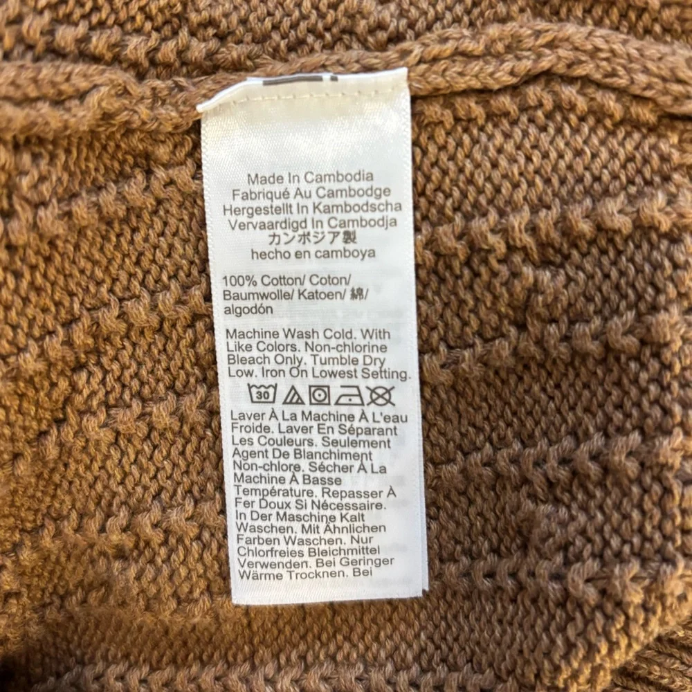 J. Crew Cotton Cable Knit Crewneck Sweater in Brown Size L. NWT